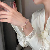 Pink Crystal Beads Pearl Bracelet Women's All-Match