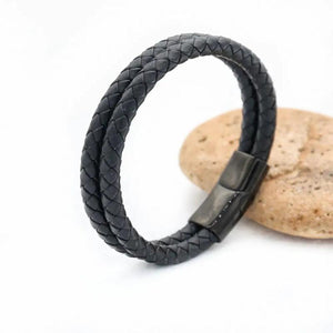 Vintage Leather Steel Men's Bracelet Multilayer Wrist Chain Jewelry