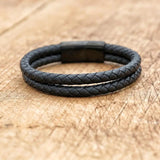 Vintage Leather Steel Men's Bracelet Multilayer Wrist Chain Jewelry