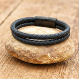 Vintage Leather Steel Men's Bracelet Multilayer Wrist Chain Jewelry