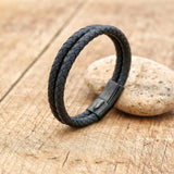 Vintage Leather Steel Men's Bracelet Multilayer Wrist Chain Jewelry
