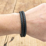 Vintage Leather Steel Men's Bracelet Multilayer Wrist Chain Jewelry