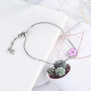 Silver Plated Five Leaf Petal Flower Bracelet