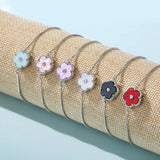 Silver Plated Five Leaf Petal Flower Bracelet