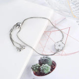 Silver Plated Five Leaf Petal Flower Bracelet
