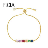 Rainbow Bar Bracelet for Women Crystal Girls Adjustable Chain Tennis