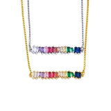Rainbow Bar Bracelet for Women Crystal Girls Adjustable Chain Tennis