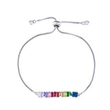 Rainbow Bar Bracelet for Women Crystal Girls Adjustable Chain Tennis