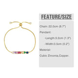 Rainbow Bar Bracelet for Women Crystal Girls Adjustable Chain Tennis