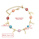Evil Eye Moon Star Drip Oil Bracelet w/ Butterfly Flower Charm - BE1084