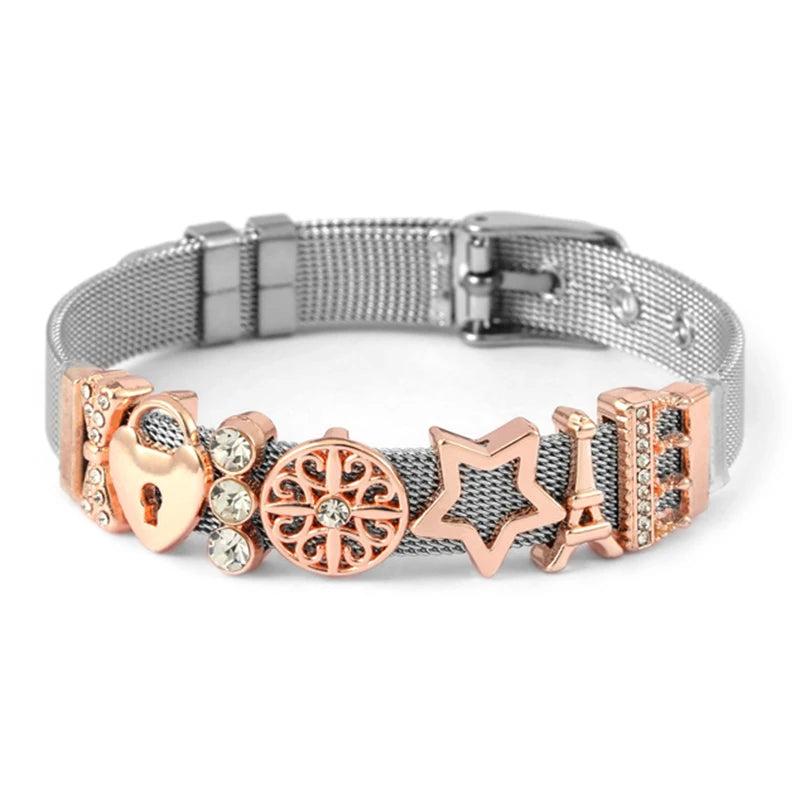 Stainless Steel Charm Bracelet for Men and Women