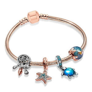 Beach Ocean Series Charm Bracelets Silver Plated Bangle
