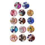 5 Pcs Flowers 18mm Snap Bracelet Crystal Rhinestone Round Metal Necklace