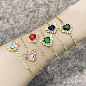 Red Heart Bracelets for Women CZ Crystal Tennis Chain Bracelets
