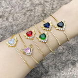 Red Heart Bracelets for Women CZ Crystal Tennis Chain Bracelets