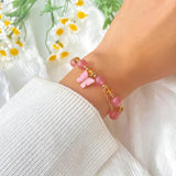 Shell Butterfly Pendant Bracelet CCB Beaded Anniversary Party Jewelry