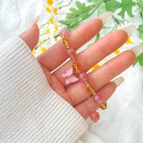 Shell Butterfly Pendant Bracelet CCB Beaded Anniversary Party Jewelry
