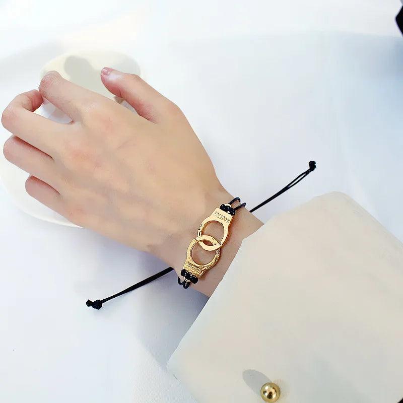 Adjustable Menotte Paris Charm Bangle Handcuffs Bracelet Silver