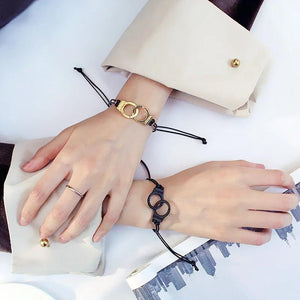 Adjustable Menotte Paris Charm Bangle Handcuffs Bracelet Silver