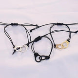 Adjustable Menotte Paris Charm Bangle Handcuffs Bracelet Silver