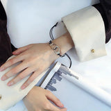 Adjustable Menotte Paris Charm Bangle Handcuffs Bracelet Silver
