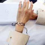 Adjustable Menotte Paris Charm Bangle Handcuffs Bracelet Silver