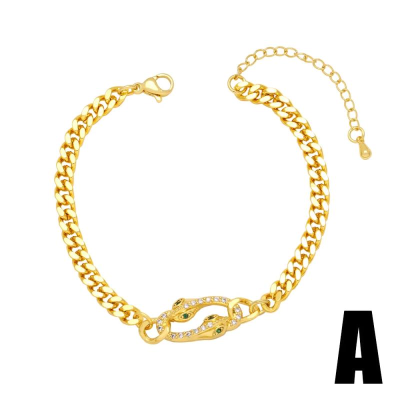 Cuban Link Chain Bracelet CZ Snake Animal Jewelry