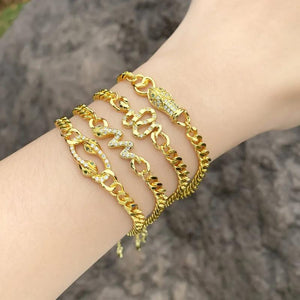 Cuban Link Chain Bracelet CZ Snake Animal Jewelry