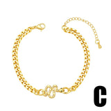 Cuban Link Chain Bracelet CZ Snake Animal Jewelry