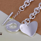 Silver Double Heart Bracelet Chain for Women Lady Wedding