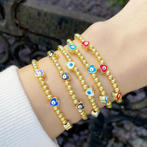 Enamel Beaded Heart Bracelet for Women