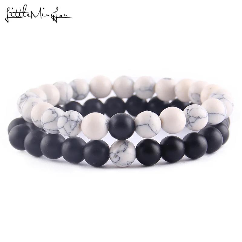 Matte Natural Stone Beads Couple Bracelet