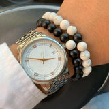 Matte Natural Stone Beads Couple Bracelet