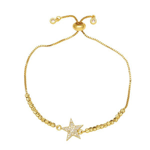 CZ Star Bracelet Women Plated Beads Chain Adjustable Jewelry