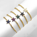 CZ Star Bracelet Women Plated Beads Chain Adjustable Jewelry