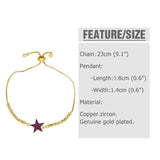 CZ Star Bracelet Women Plated Beads Chain Adjustable Jewelry