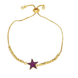 CZ Star Bracelet Women Plated Beads Chain Adjustable Jewelry