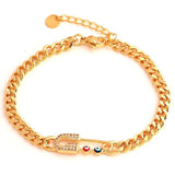 Cuban Link Chain Evil Eye Bracelet for Women