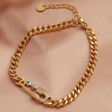 Cuban Link Chain Evil Eye Bracelet for Women