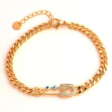 Cuban Link Chain Evil Eye Bracelet for Women