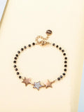 Gold-Plated Star Bracelet Stainless Steel Beads Adjustable Crystal