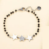 Gold-Plated Star Bracelet Stainless Steel Beads Adjustable Crystal