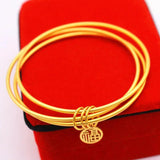 24K Layers Bracelet Sand Circle Bangle for Women