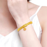24K Layers Bracelet Sand Circle Bangle for Women