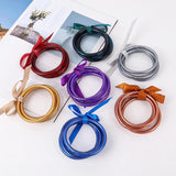 5pcs Jelly Silicone Bracelets Bangle for Women with Bowknot Ribbon Sets