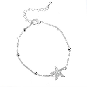 Adjustable Stainless Steel Starfish Anklet Bracelet Silvery
