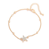 Adjustable Stainless Steel Starfish Anklet Bracelet Silvery
