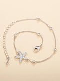 Adjustable Stainless Steel Starfish Anklet Bracelet Silvery