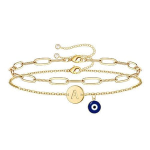 Layered Evil Eye Bracelets for Women, 14K Plated Birthday Gift