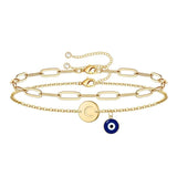 Layered Evil Eye Bracelets for Women, 14K Plated Birthday Gift